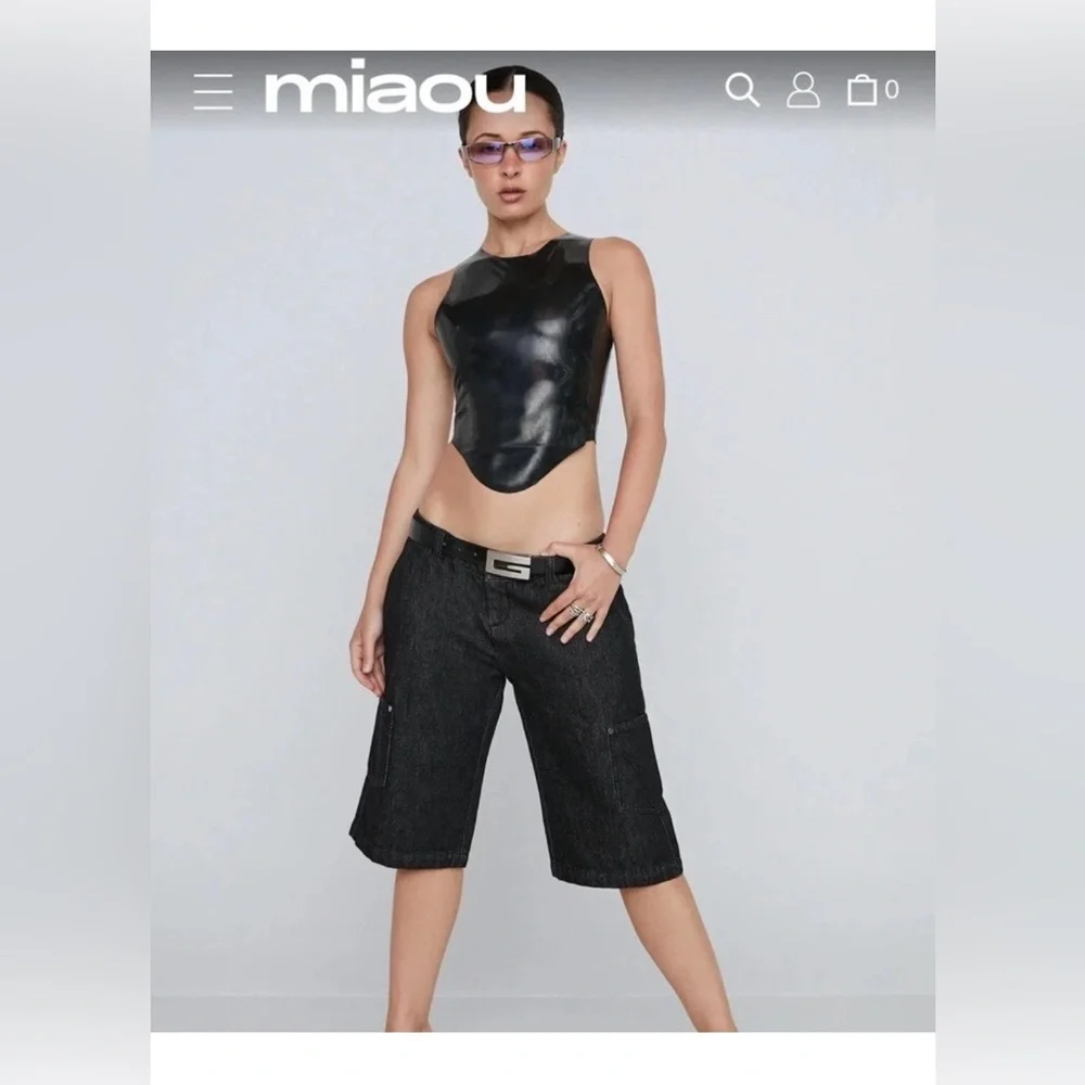Miaou Jinx Tank Top Cami Latex Black Fetish Sz Large NWT $295...Revolve - Picture 10 of 16